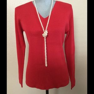 Red V-Neck Sweater