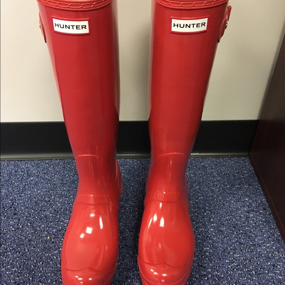 Red Gloss Hunter Rain Boots