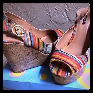 Multi Color Platform Wedge Sandals