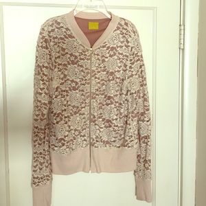 Blush zip-up with lace detail