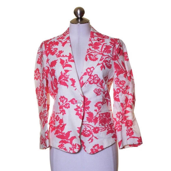 Zara Floral Casual Linen Blazer