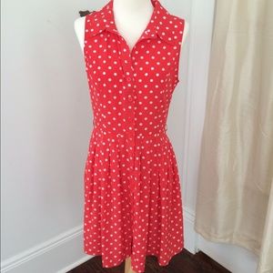 Red and White Polka Dot Dress with Collar