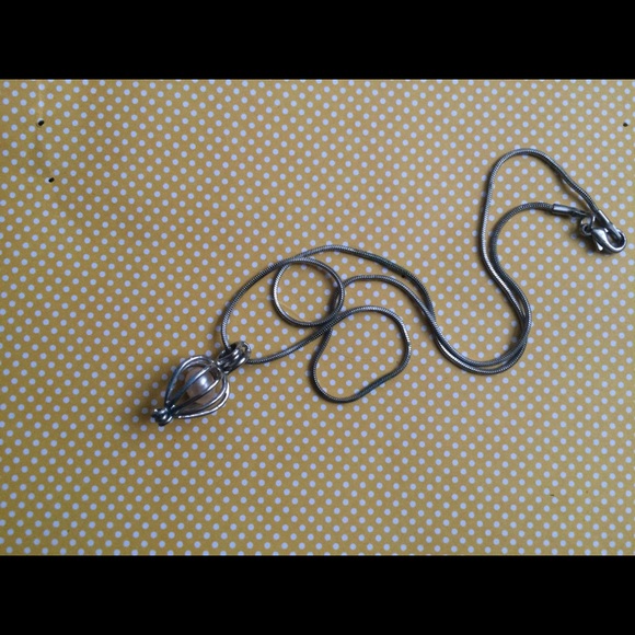 Caged freshwater pearl necklace