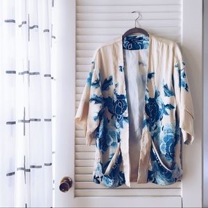Blue & Pearl Digital Printed Kimono | S/M