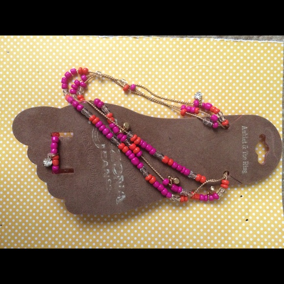 Ankle bracelet and beaded toe ring