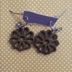 Wood flower earrings