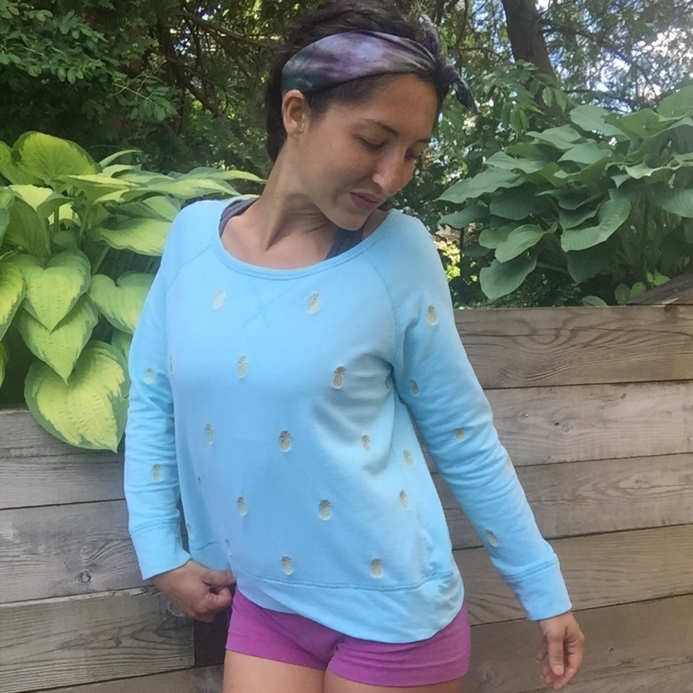 Mint Pineapple Print Sweatshirt