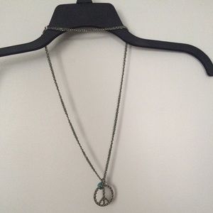 Aeropostale long peace sign necklace
