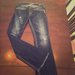 Dark wash distressed Silver jeans