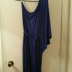 One Shoulder Maxi Dress with Belt