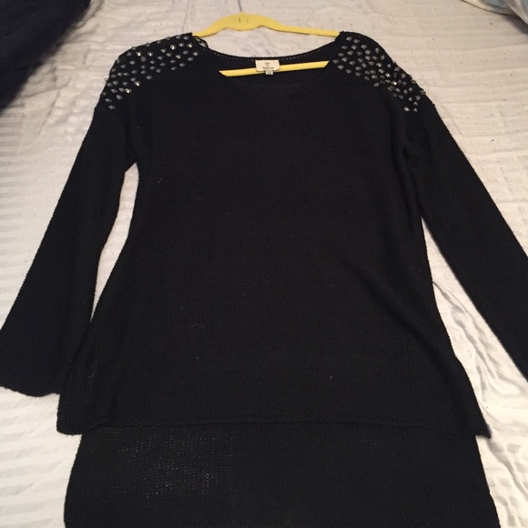 Black knit sweater with studs