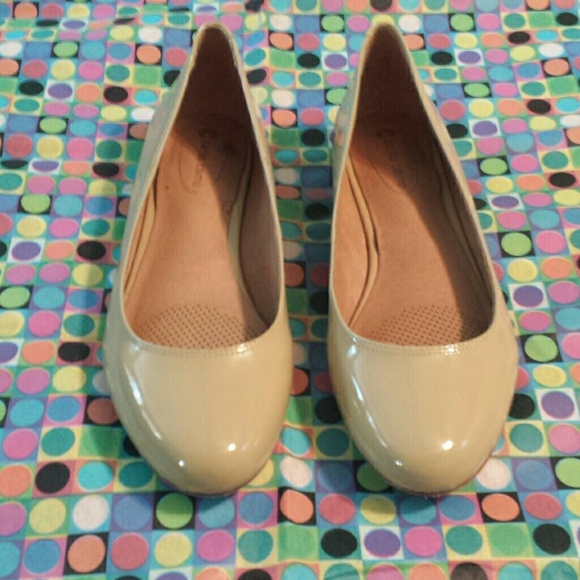 Corso Como nude patent flats almond toe