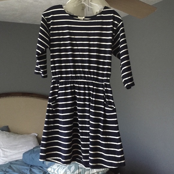 Navy and white striped cotton dress
