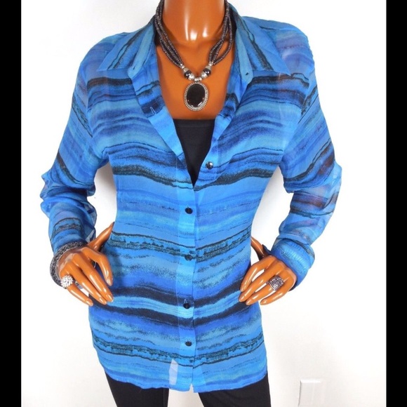 Chico's Tops - Chico's 100% Silk Semi-Sheer Long Sleeve Blouse