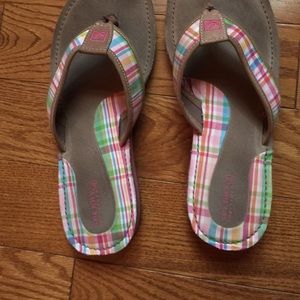 Sperry madras flip flops