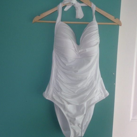 white bathing suite .