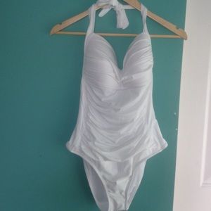 white bathing suite .