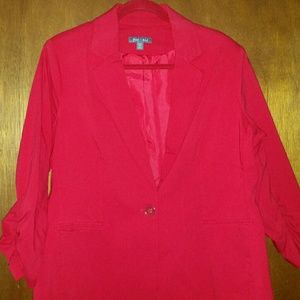 Red cropped sleeve blazer