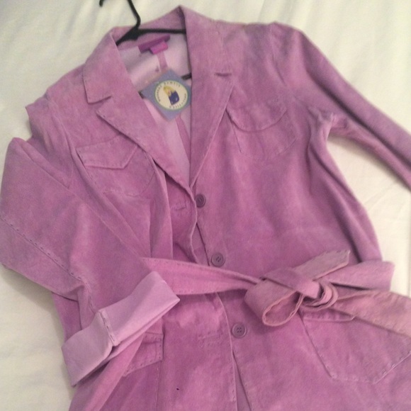 Lavender light suede three-quarter dress coat