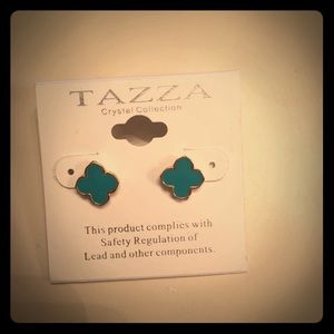 Taxi Teal and gold earrings