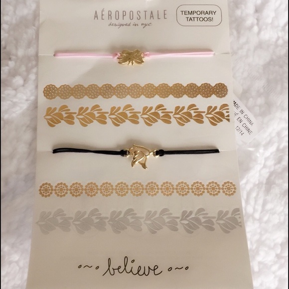 Aeropostale Jewelry - BRAND NEW BUTTERFLY CORD BRACELET & TEMPORARY TATS
