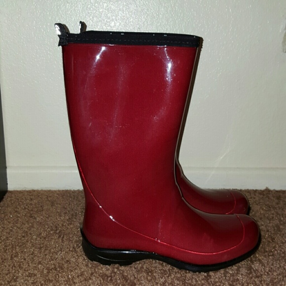 Red rain boots