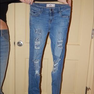 Hand ripped hollister jeans