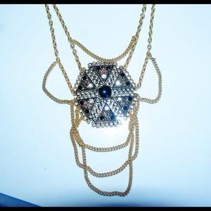 Yochi black big pendant with chains NWT