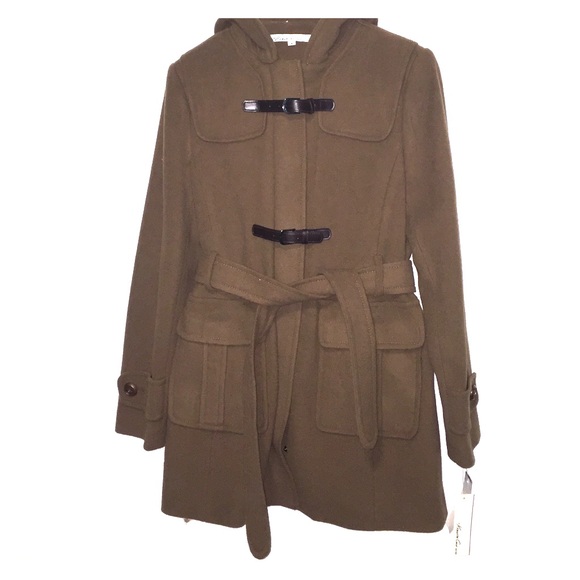 Camel Pea Coat with belt & hood