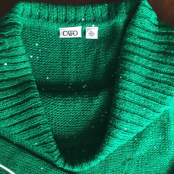 CATO Green Sequin Sweater NWOT - Picture 2 of 6