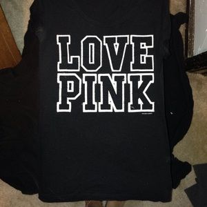 Victoria's Secret Love Pink black Tshirt. ON HOLD