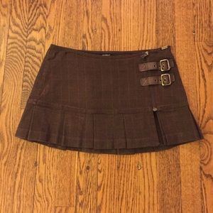 Guess Mini Brown School Girl Skirt with Leather