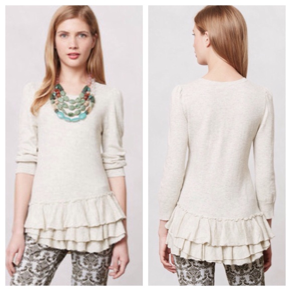 Anthropologie tiered and ruffled sweater