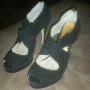 MK black suede heels