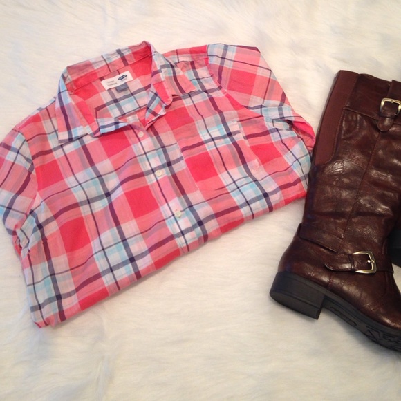 Pink flannel button down
