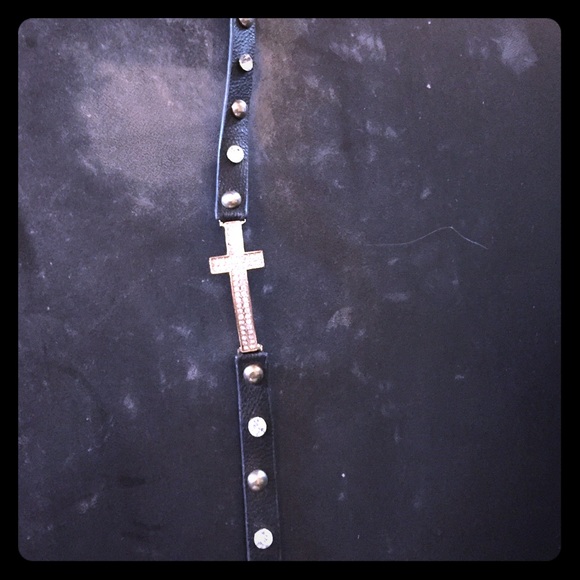 Cross studed wrap around leather bracelet