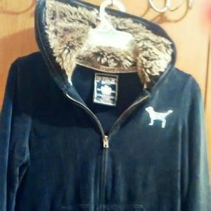 VS pink fur hoodie size med fits small excellent!