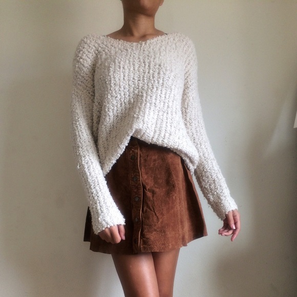 Genuine Suede Button Front Skirt
