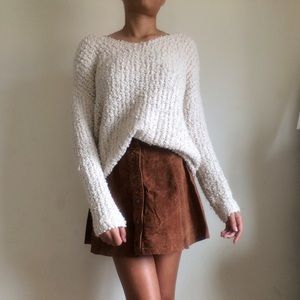 Genuine Suede Button Front Skirt
