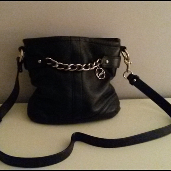 Black leather coach cross body
