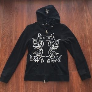 BCBG Size M zip up hoodie! Has silver details