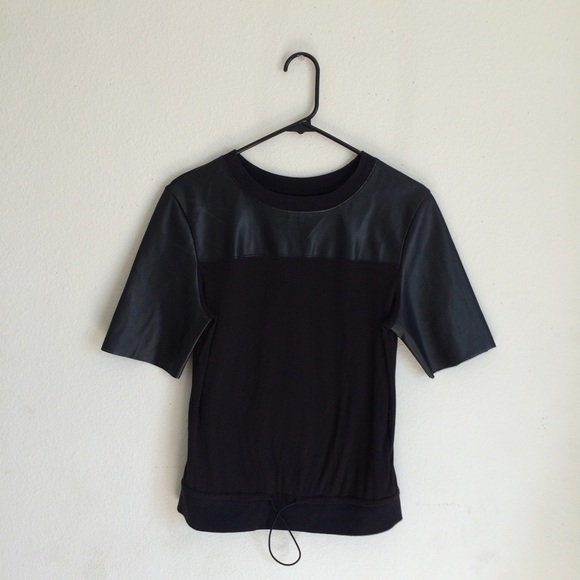 ✖️RESERVED✖️Black Drawstring Tee w/ Faux Leather