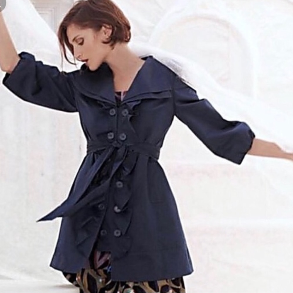 ANTHROPOLOGIE Navy Coat SZ 0 by IDRA