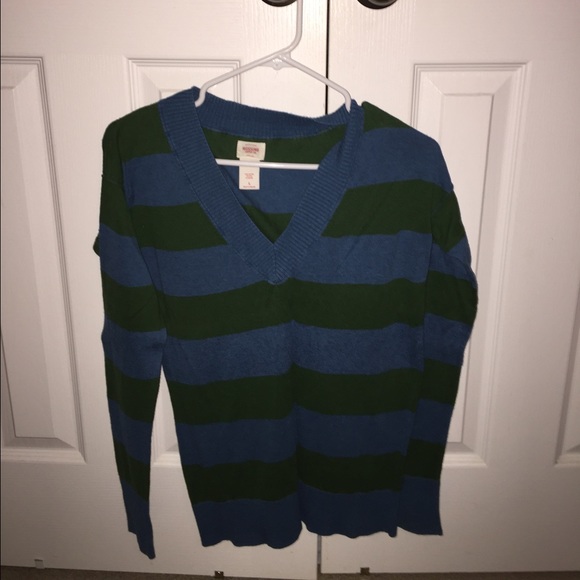 Green and blue striped sweater