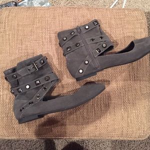 Grey Faux Suede Ankle Booties