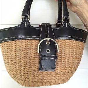 COACH Basket Bucket L3K-6270, Pink Straw Purse