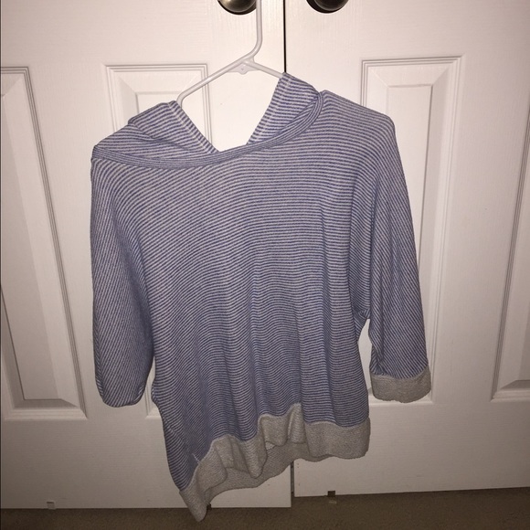 Blue striped hooded sweatshirt