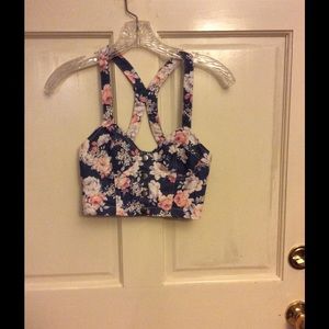 Cage back floral crop top