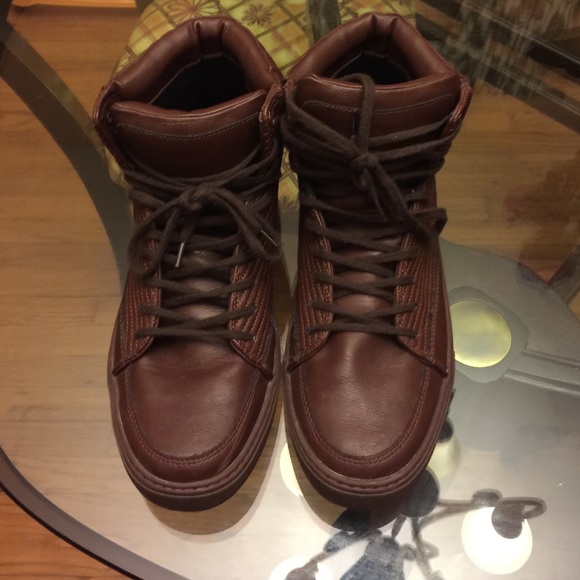 ALDO brown leather lace up casual ankle boots