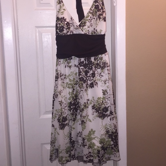 Green & Brown Floral patterned dress